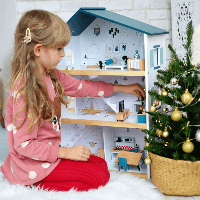 Casa delle Bambole Legno con Accessori e Personaggi