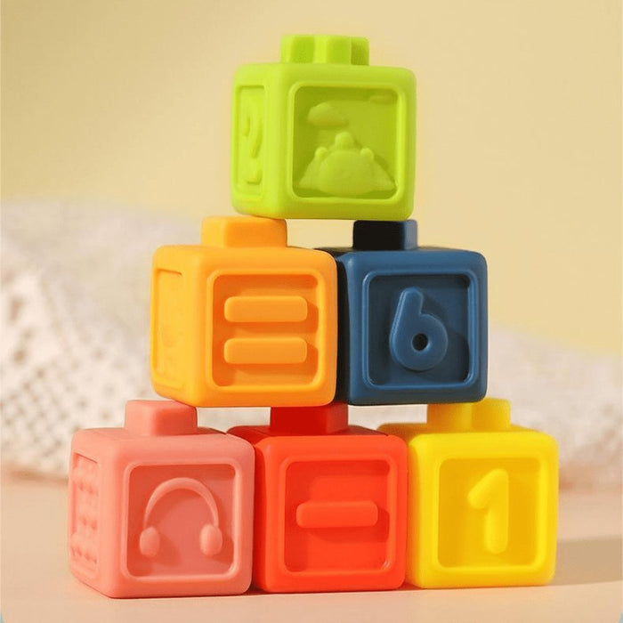 Cubi Impilabili Colorati Silicone 12 Pezzi - FREEKIDS MONTESSORI