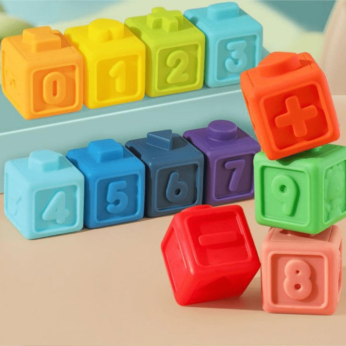 Cubi Impilabili Colorati Silicone 12 Pezzi - FREEKIDS MONTESSORI